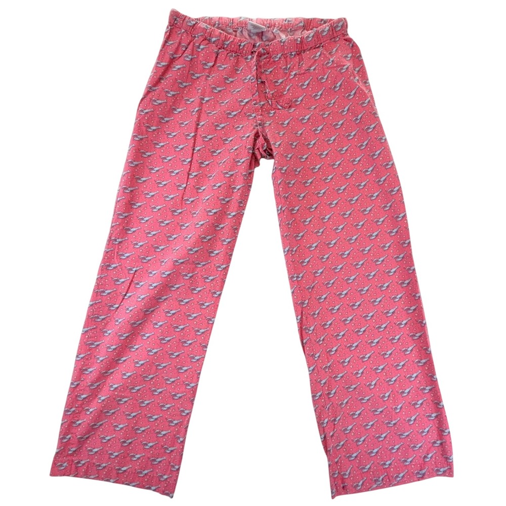 Vineyard Vines Womens Pink Lobster Print Cotton Pajama Lounge Pants‎ Size XS